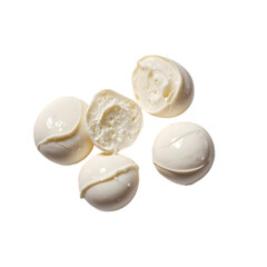 Healthy Raw Organic Mozzarella Pearls on transparent background