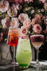 Cool and fresh cocktails with different flavors