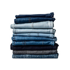 A pile of jeans on transparent background
