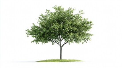 Obraz premium Lush Green Tree on a Tranquil White Background: A Study of Nature's Serenity