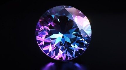 A close-up of a mesmerizing gemstone, capturing its intricate facets and shimmering colors.  Its brilliance and unique hues evoke elegance, luxury, and a sense of wonder.  