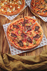 Hot and fresh pizza with toppings