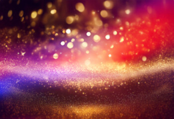 Abstract golden bokeh background with a subtle shimmer and out of focus lights.