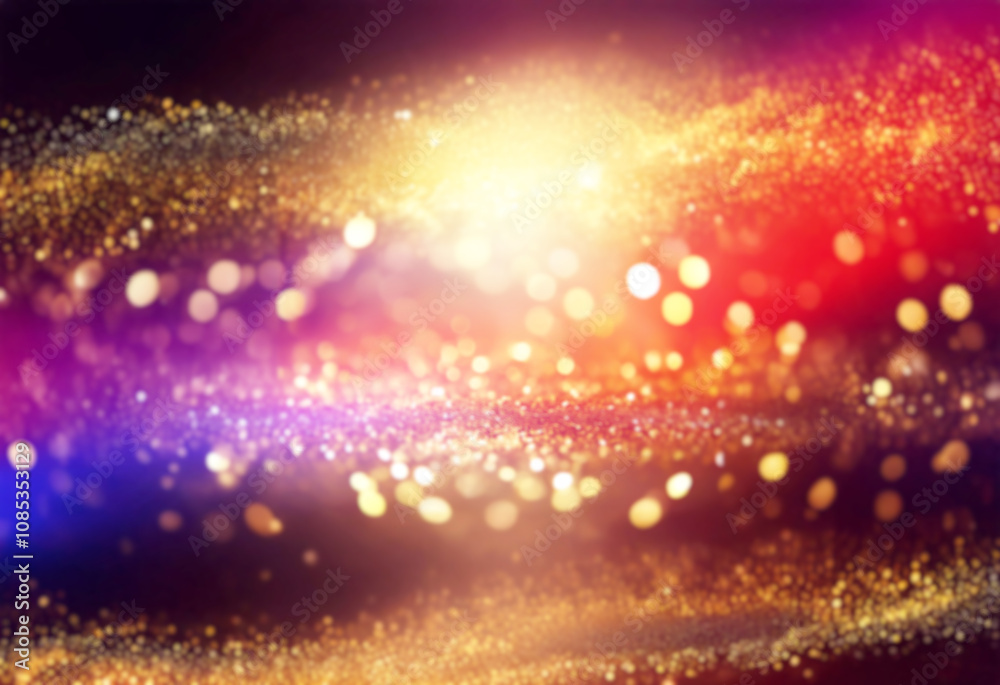 Poster golden glitter and bokeh lights create a festive background.