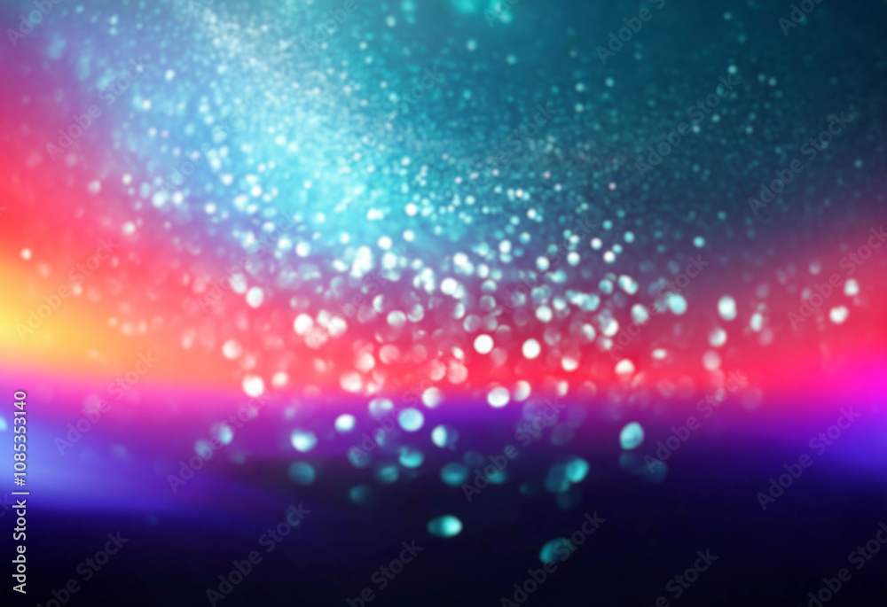 Poster abstract teal and white bokeh on a dark background.