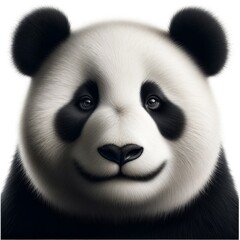 Fototapeta premium Cute Black and White Panda Bear Animal Portrait. Amazing China Wildlife Rare Mascot. Fluffy Lazy Adorable Funny Wild Monochrome Bear Character. 