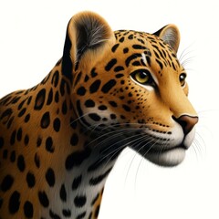 Fototapeta premium Leopard Cat Wild Animal Portrait. Strong Fast Feline Creature Character Isolated on White. Safari and Jungle Life mascot. Rare Spotted Big Cat Symbol. 