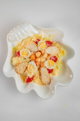 Fresh and delicious salads with dressing