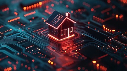 Obraz premium Smart Home on Circuit Board