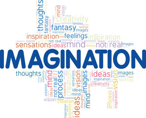 Fototapeta premium Imagination word cloud conceptual design isolated on white background.