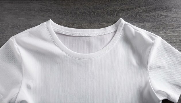 Blank white t shirt collar for label mockup, top view
