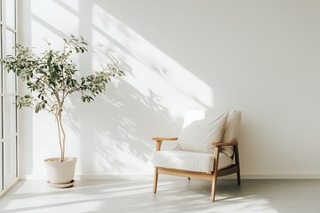 Empty room with chair and wall