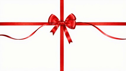 Elegant Red Ribbon Bow Gift Wrapping Decoration Perfect for Holidays and Special Occasions