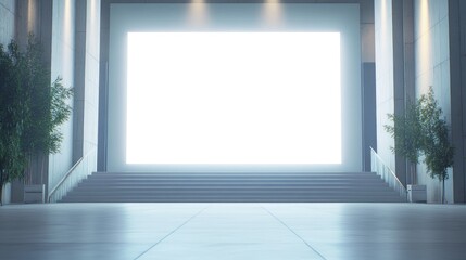 Modern Entrance with Blank Billboard