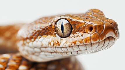 Fototapeta premium Close-up of a snake's head, showcasing its intricate scales, captivating eye, and intriguing texture. A mesmerizing glimpse into the world of reptiles.