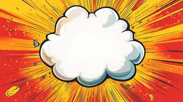 Swear speech bubble comic cartoon pop art, Retro cloud talk sign message, a comic cloud emerges from the vibrant blue sky, showcasing a unique blend of light beige and orange hues