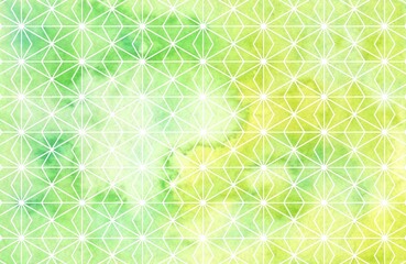 水彩　和柄　麻の葉