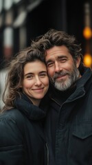 Obraz premium A couple shares a genuine moment filled with happiness and warmth on a sunny day