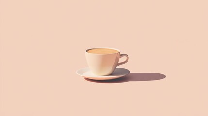 Fototapeta premium Morning Ritual: A simple cup of coffee on a soft pink background, capturing the quiet beauty of a morning routine. 