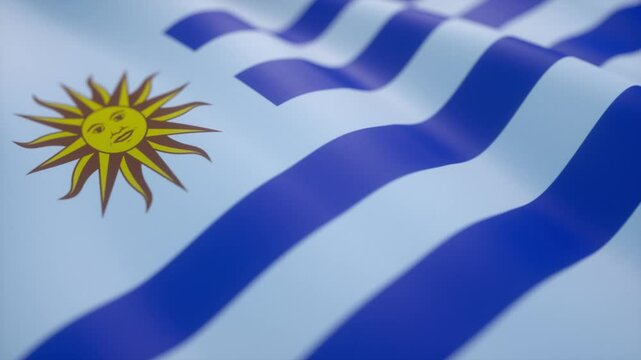 Uruguay National Flag Waving Animation
