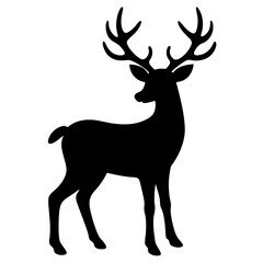 Christmas Deer Silhouette Vector,  Festive Reindeer Silhouette Vector, Silhouette  Deer