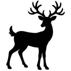 Christmas Deer Silhouette Vector,  Festive Reindeer Silhouette Vector, Silhouette  Deer