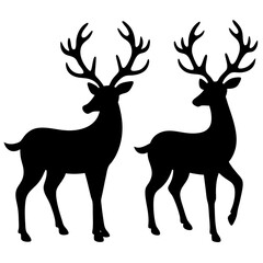 Obraz premium Christmas Deer Silhouette Vector, Festive Reindeer Silhouette Vector, Silhouette Deer