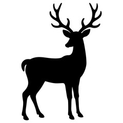 Christmas Deer Silhouette Vector,  Festive Reindeer Silhouette Vector, Silhouette  Deer