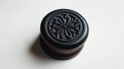An ornate rubber stamp against a clean white backdrop, ideal for enhancing graphic design or sparking crafting creativity.