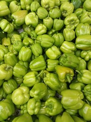 green peppers on market
