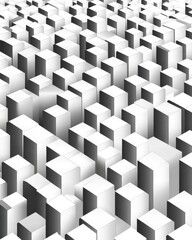 A vector graphic illustrating uniformity with identically stacked cubes arranged symmetrically, highlighting design precision against a white background