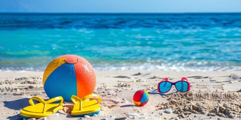 Obraz premium Beach Vacation Essentials: Sun, Sand, and Fun!