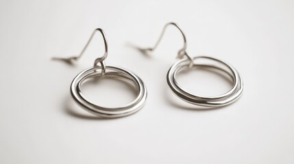 Elegant Double Circle Silver Earrings 