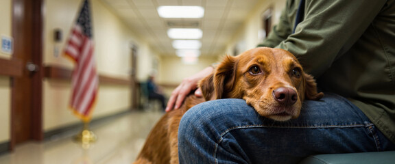 Therapy dog comforts veteran in VA hospital, emotional support