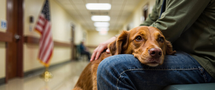 Therapy dog comforts veteran in VA hospital, emotional support
