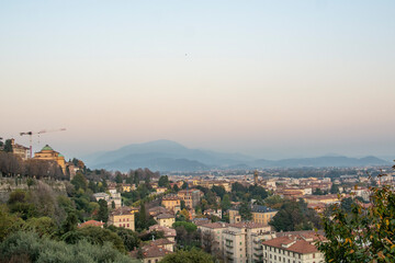 Obraz premium View of Bergamo from Rocca di Bergamo fortress in Upper Town Citta Alta. Bergamo. Italy