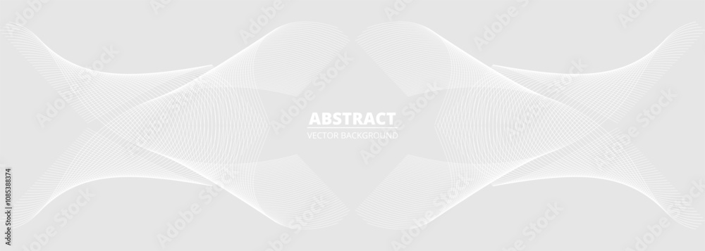 Aufkleber soft grey modern abstract wide banner with white striped wavy pattern. white and gray vector illustr