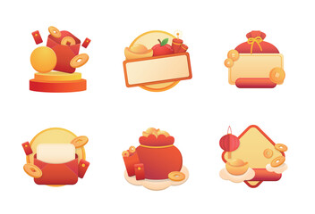 Chinese new year blank template or banner for advertising or shopping, festival illustration icon