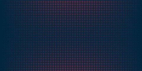 Fototapeta premium Glitch distorted grunge background. Noise destroyed texture. Red halftone dots blue color pattern gradient grunge texture background eps10.