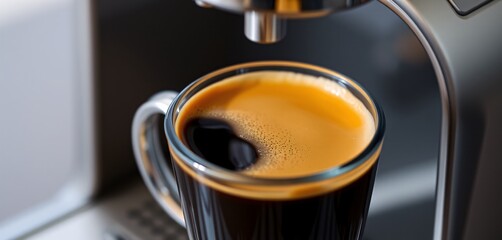 Freshly Brewed Coffee in Glass Cup under Espresso Machine