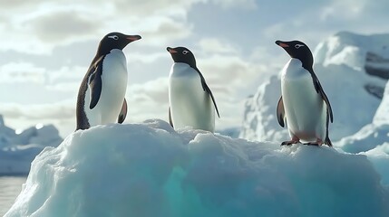 Obraz premium Group of Penguins Iceberg Arctic Natural Ocean Scene Photography