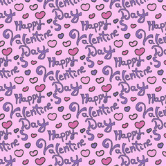 Seamless pattern Happy Valentine's Day in pastel colours