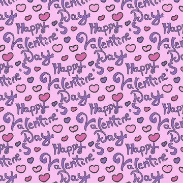 Seamless pattern Happy Valentine's Day in pastel colours