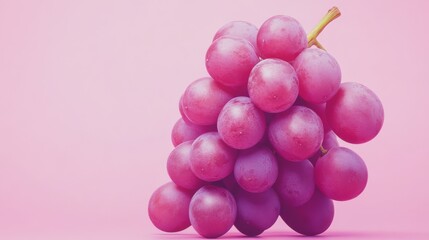 Pink Grape Cluster: A vibrant bunch of red grapes, bursting with juicy sweetness, takes center stage against a gentle pink backdrop. The image captures the essence of fresh, ripe fruit.