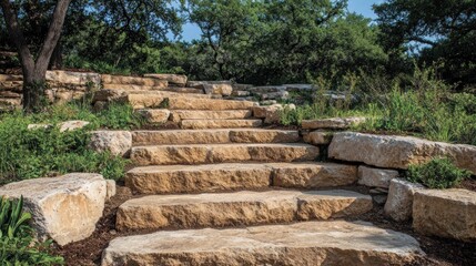 Stone Steps Leading Up Through the Woods