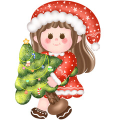 santa claus with a christmas tree