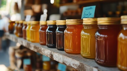 Honey Jars on a Shelf