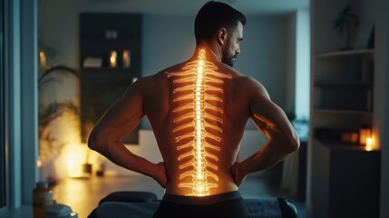 Man with glowing spine