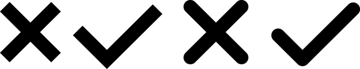 Checkmark and cross mark icon set. Tick mark, cross mark symbol. Approved and reject sign
