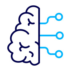 Digital Brain Outline Color icon